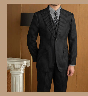 Aidase Commercial Men's Suit 3Pieces Blazer Vest Pants Bow Collar Single Breasted Buckle Work Wear Bussiness Wedding Costume Size Color aidase-shop